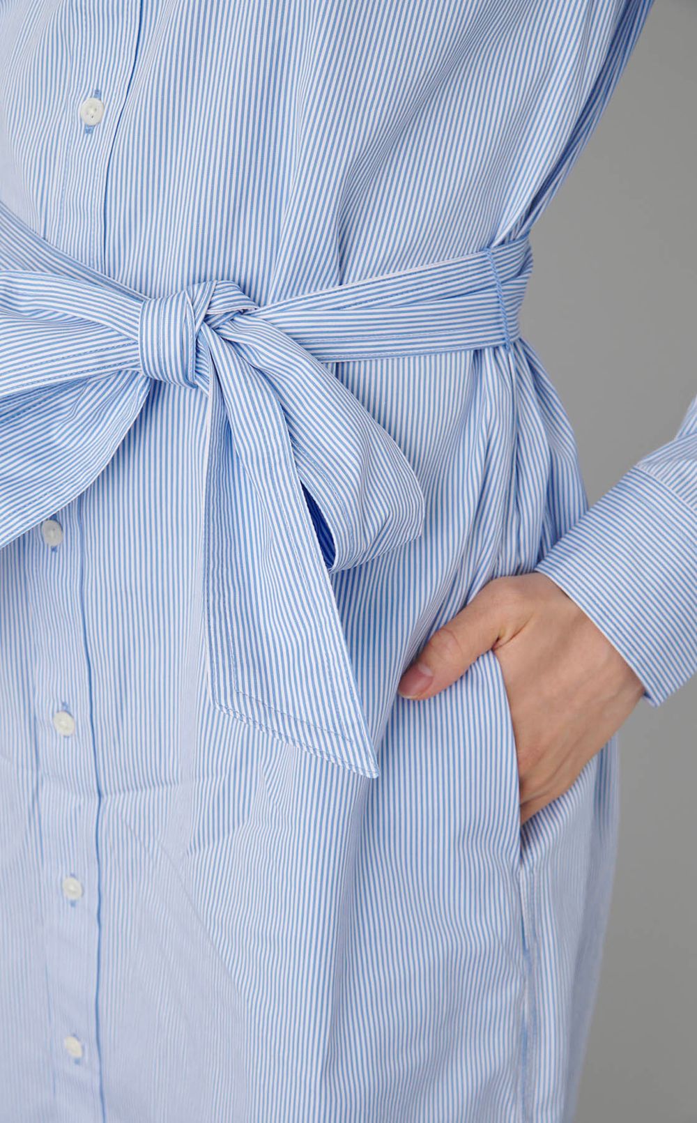 コットンストライプシャツワンピース