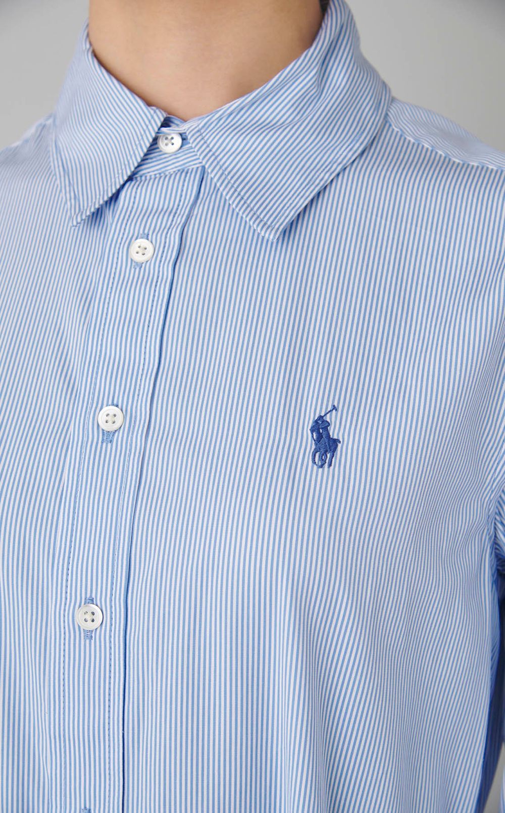 コットンストライプシャツワンピース