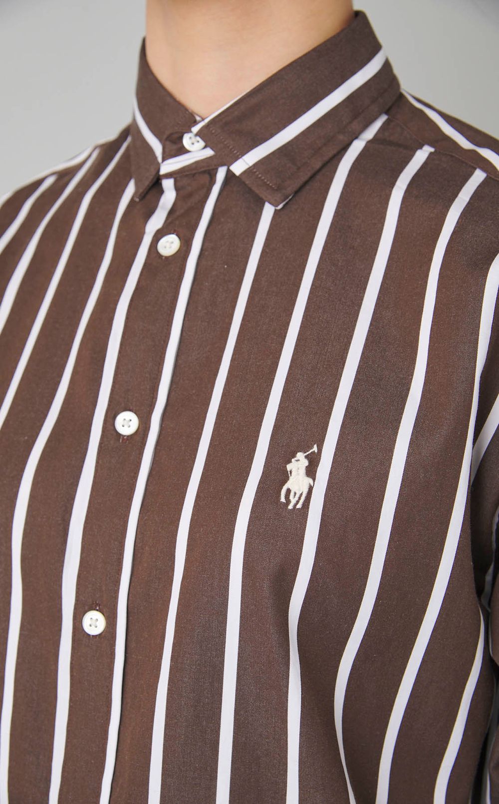 コットンストライプソフトワイドシャツ