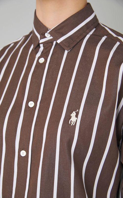 コットンストライプソフトワイドシャツ