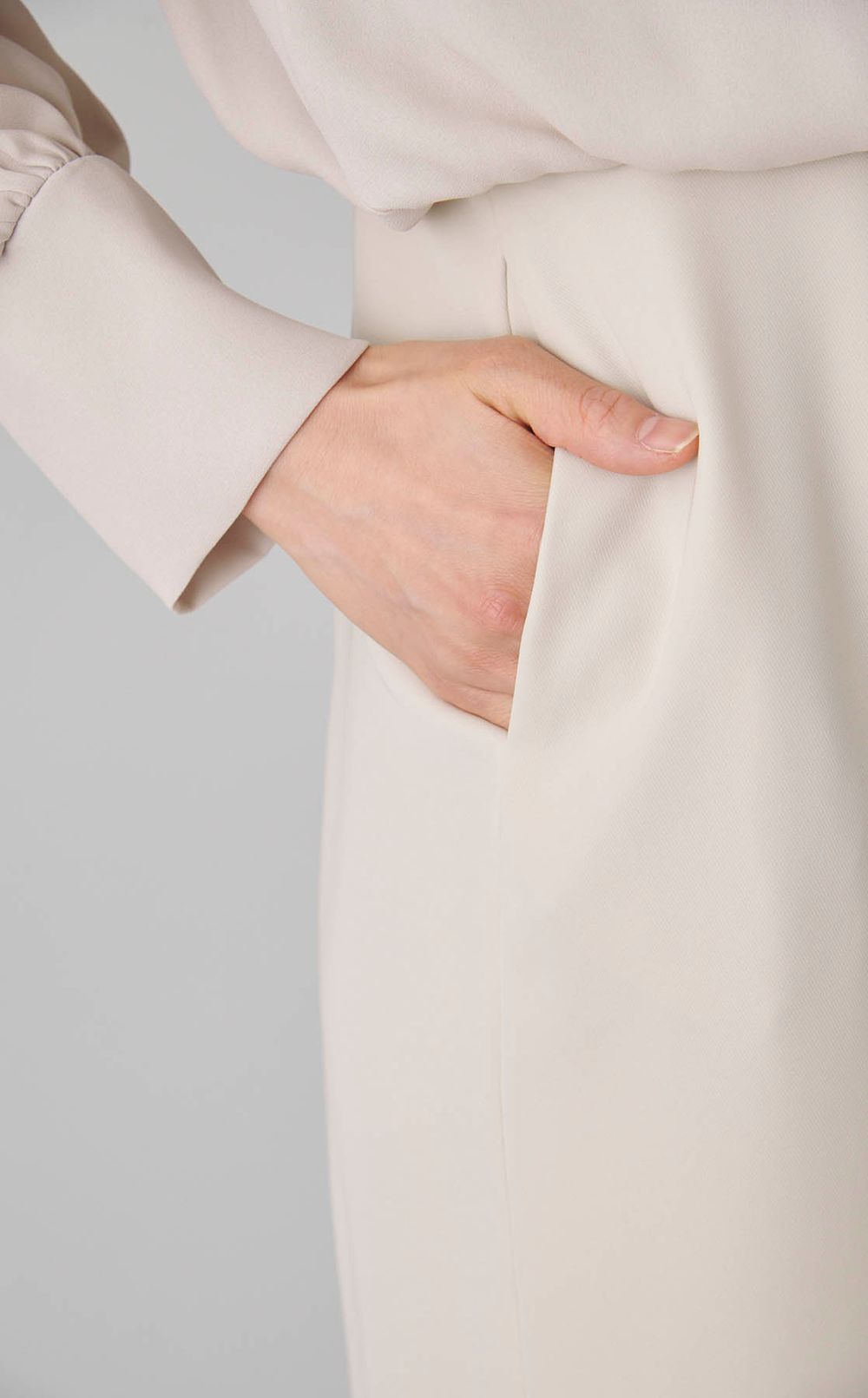 異素材コンビギャザーワンピース