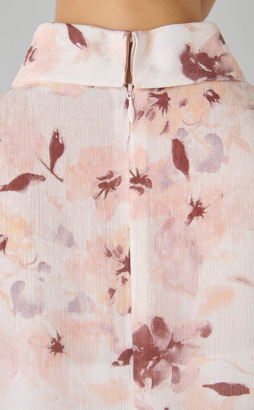 フラワープリントスタンドカラーシャツ