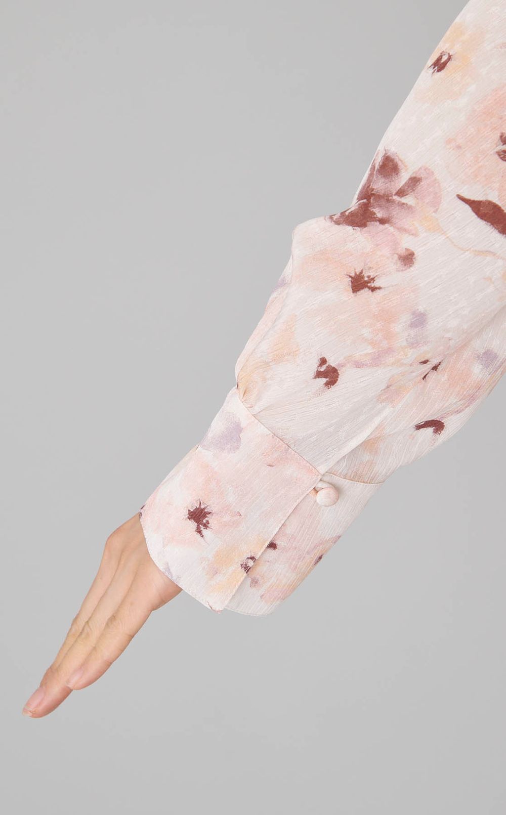 フラワープリントスタンドカラーシャツ