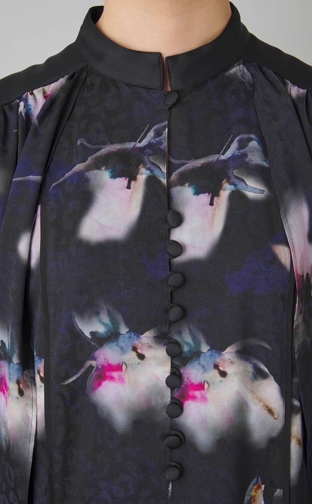 マーブルフラワープリントケープドレス