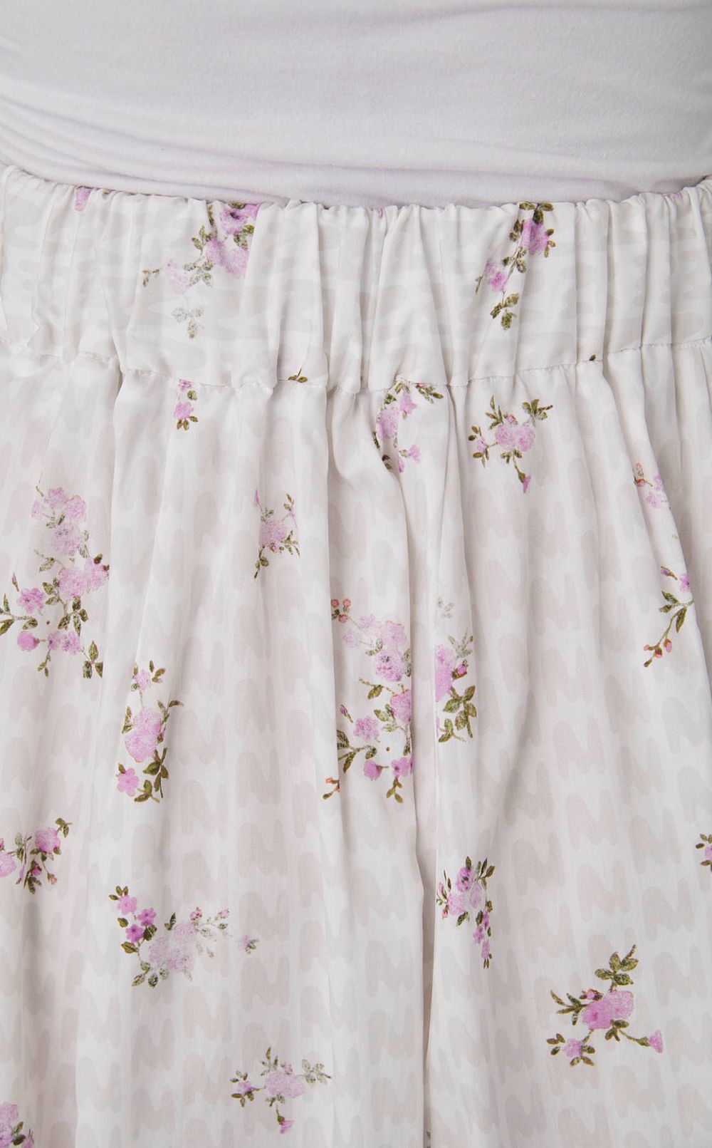 フラワーロゴプリントギャザースカート