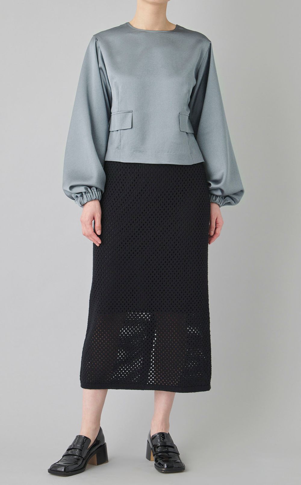 コットンニットメッシュスカート