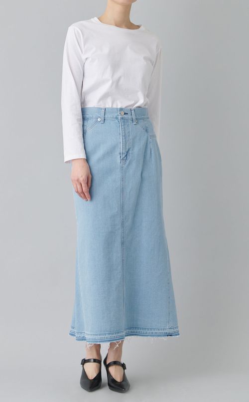 ライトデニムバックペプラムスカート
