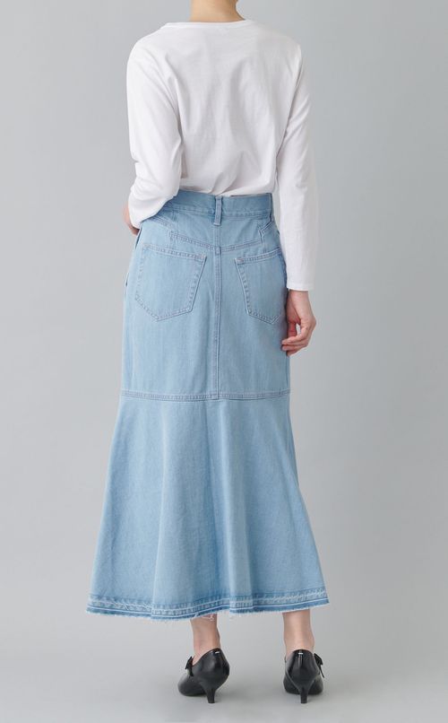 ライトデニムバックペプラムスカート