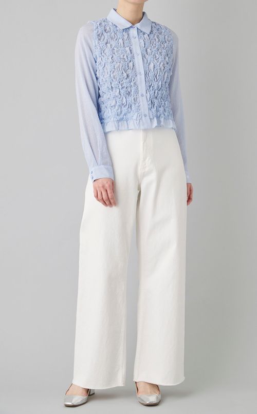 シャーリングクロップドシャツ