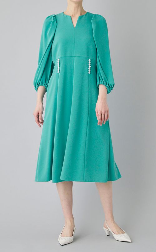 パール付バルーンスリーブワンピース