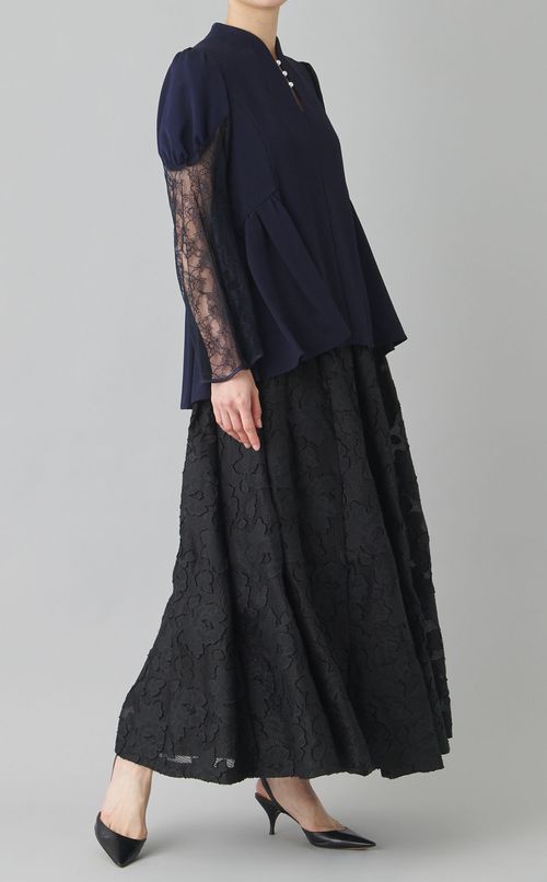 パールスリーブレースブラウス