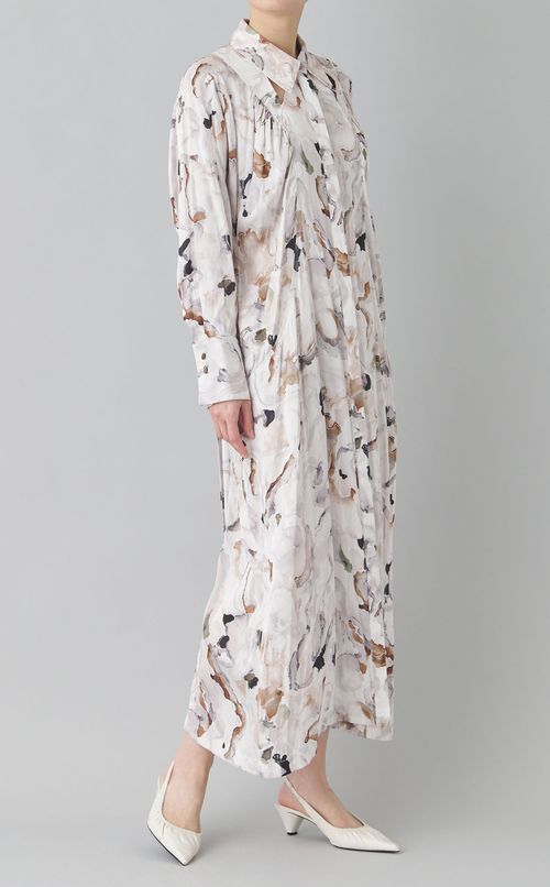 ボタニカルプリントマキシワンピース