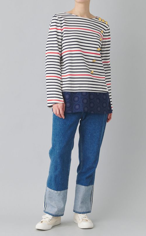 【reADdress】レースヘムボーダーカットソー