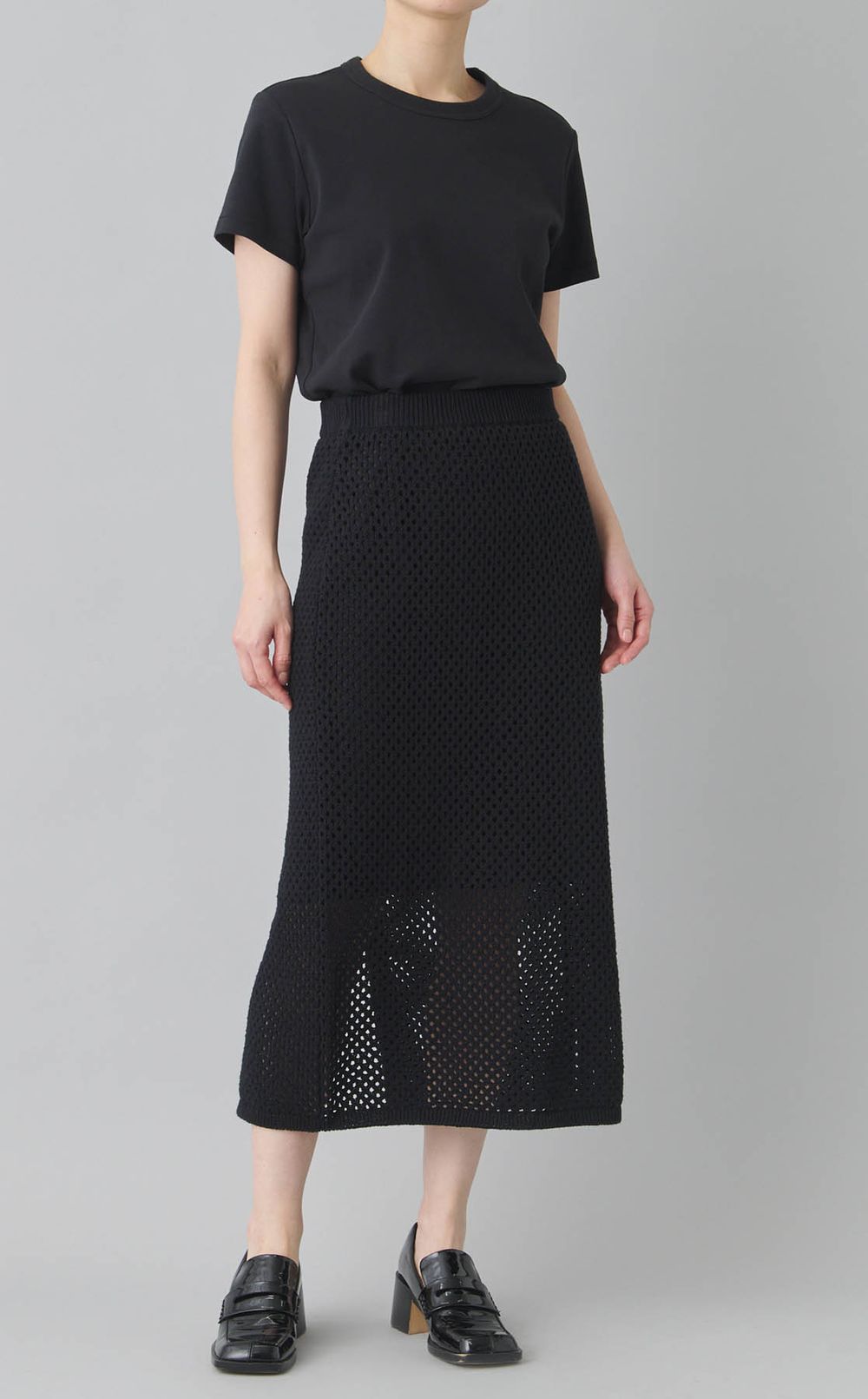 コットンニットメッシュスカート