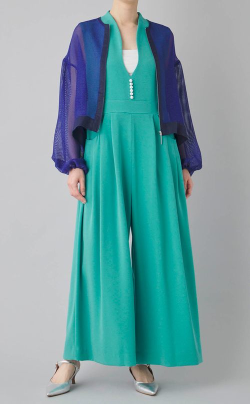 パールカーブネックオールインワン