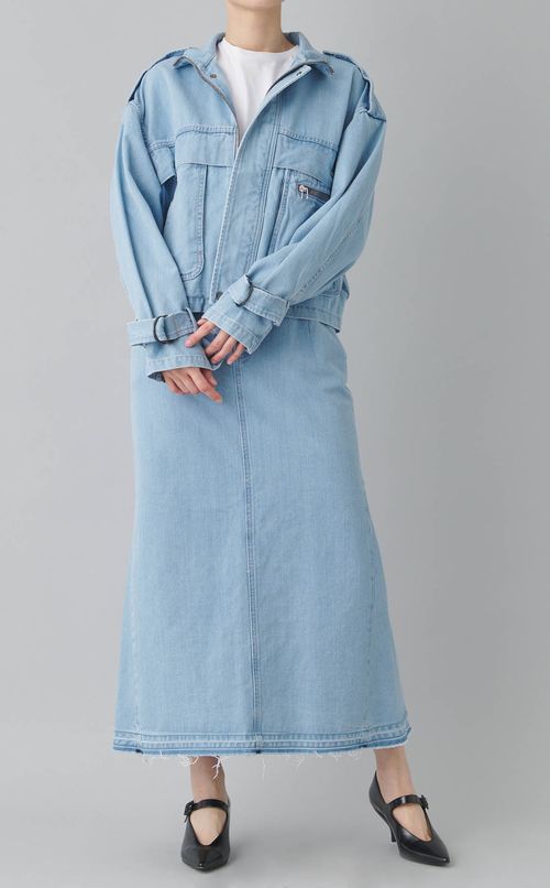 ライトデニムスタンドジップブルゾン