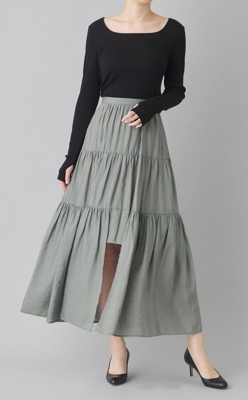 シアーオーガンジーティアードスカート