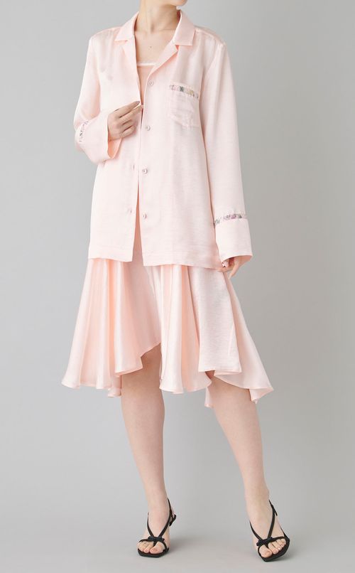 リンクルサテンオープンカラーシャツ