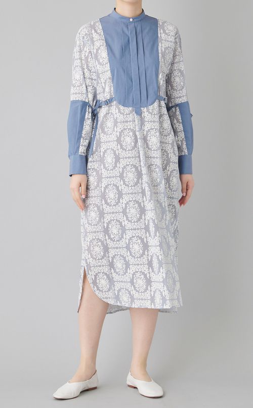 フラワープリントシャツワンピース