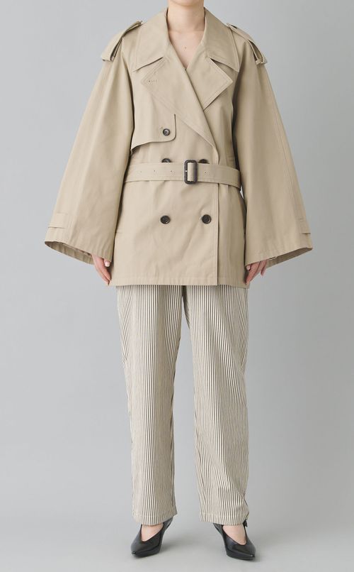 ストライプビッグボタンオールインワン