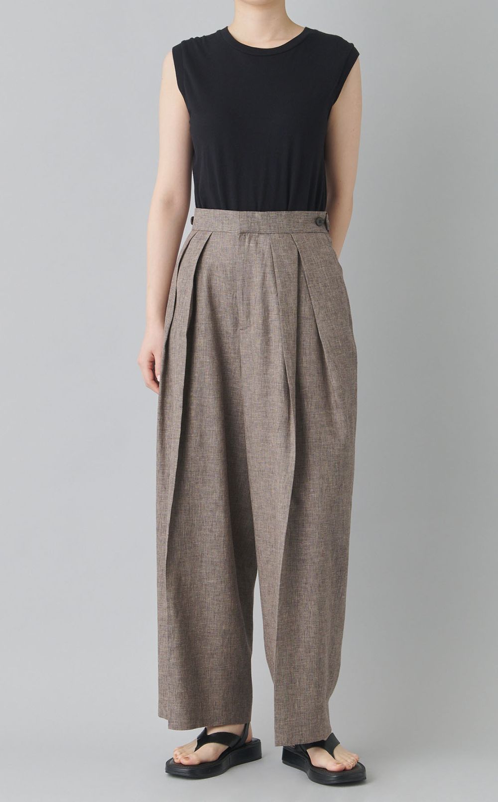 リネンコットン2タックパンツ