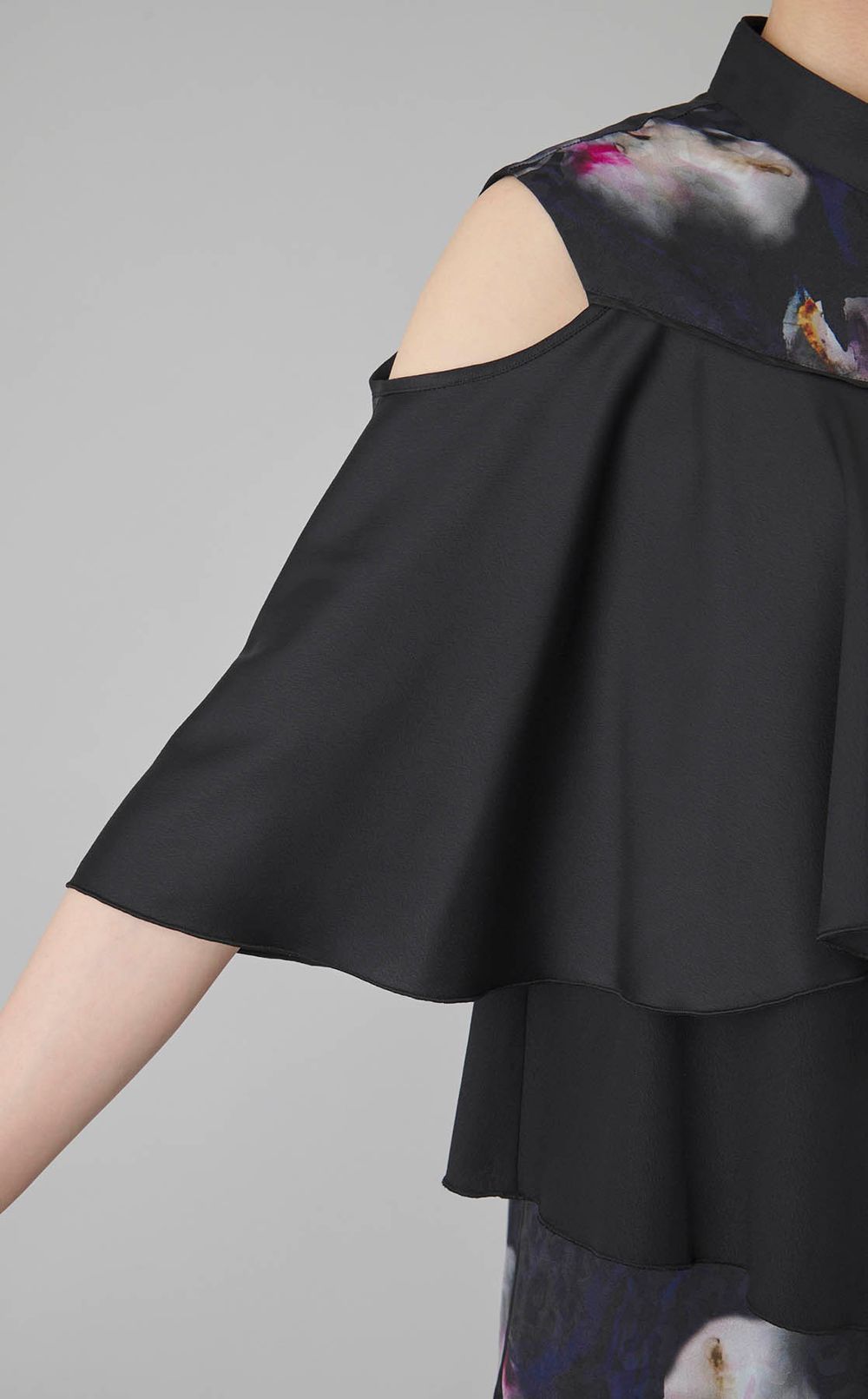 マーブルフラワープリントフレアドレス