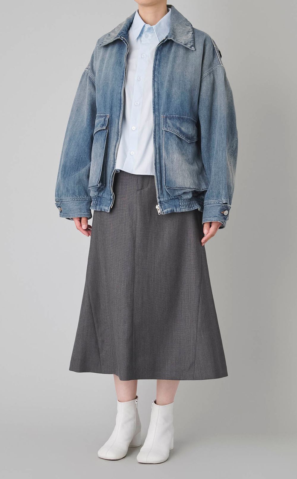 オーバーサイズウォッシュドデニムブルゾン