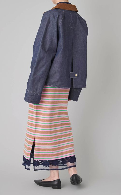 フロントジップデニムショートブルゾン