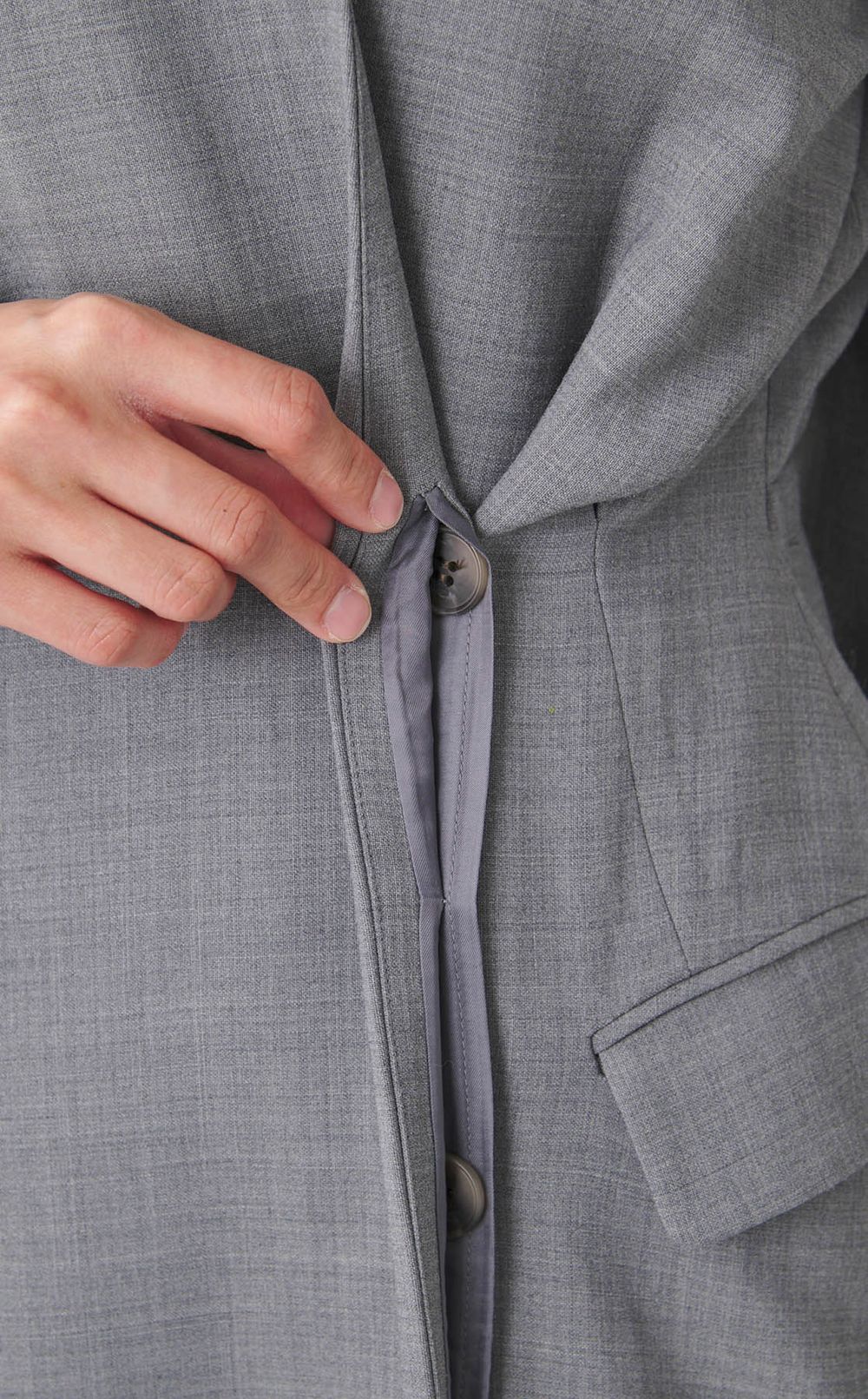 Vネックカシュクールロングワンピース