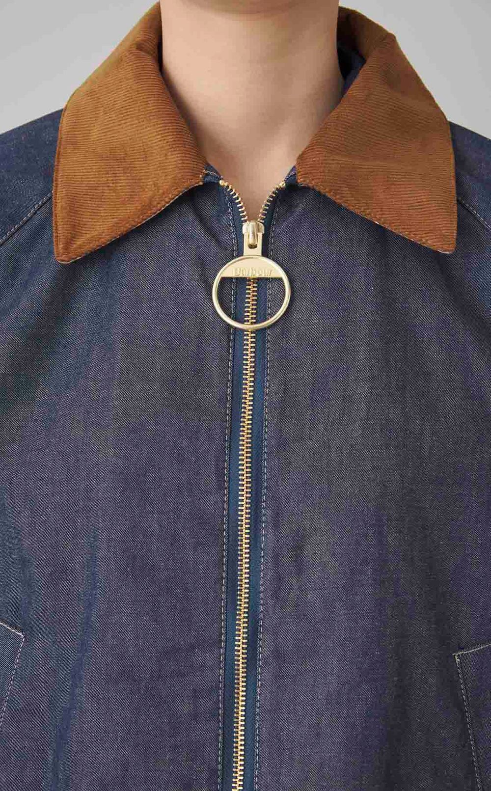 フロントジップデニムショートブルゾン