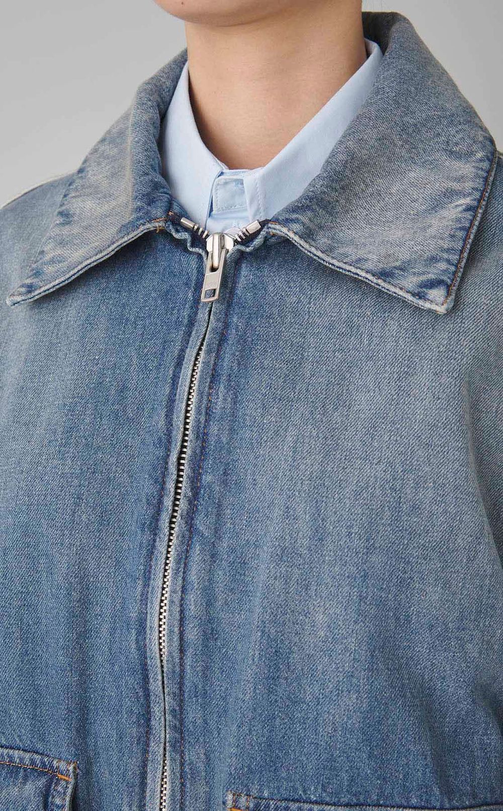 オーバーサイズウォッシュドデニムブルゾン