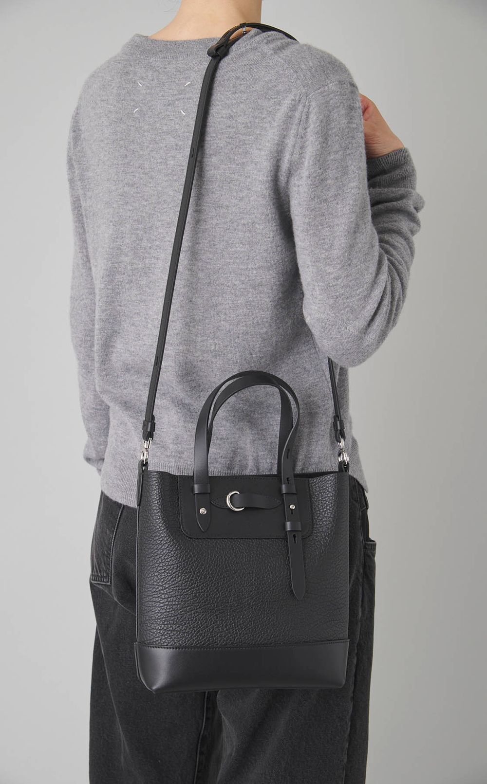 ストラップ付レザーミニトートバッグ