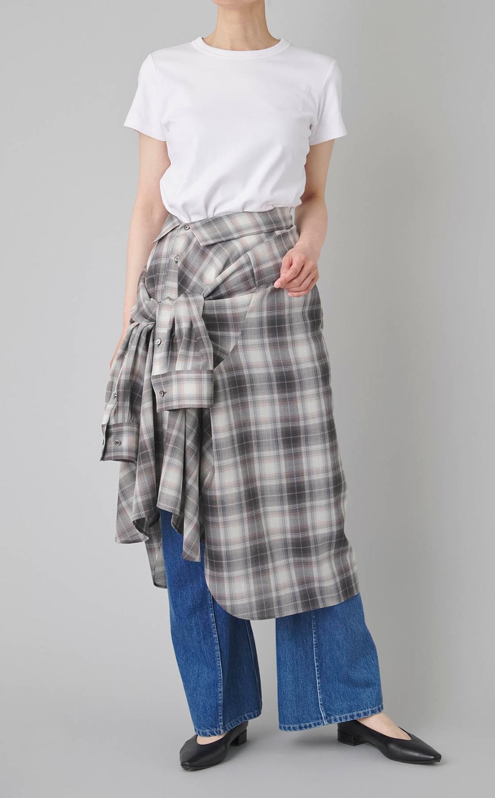 オープンネック2way スカートシャツ
