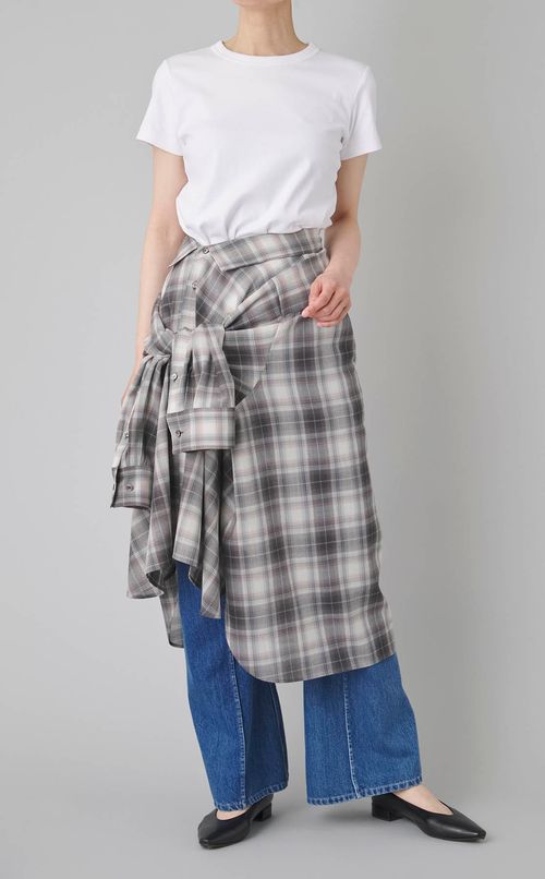 オープンネック2way スカートシャツ