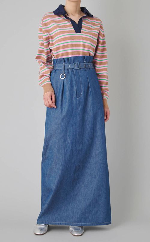 ハイウエストベルテッドロングスカート