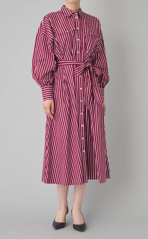 ストライプフレアシャツワンピース