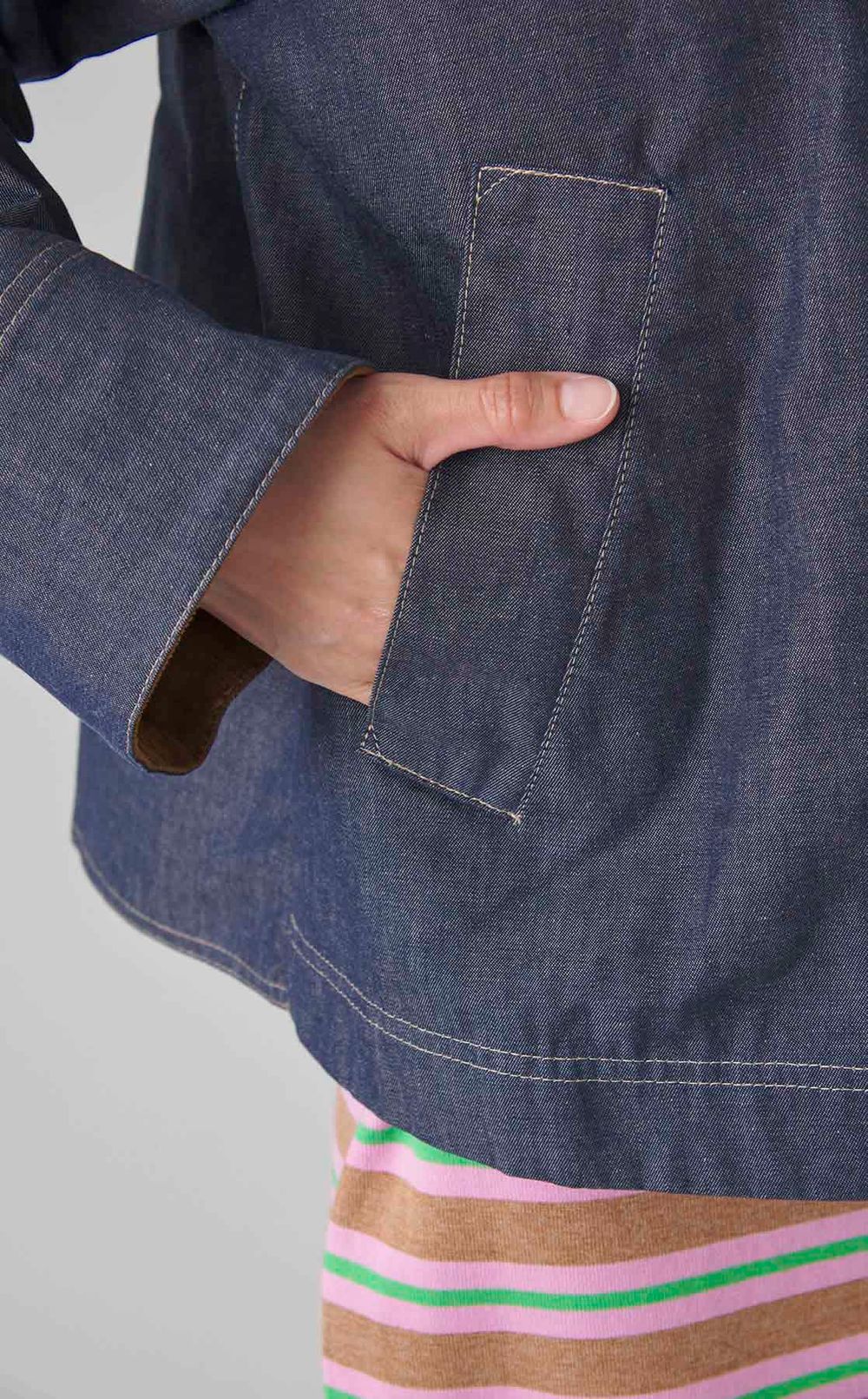 フロントジップデニムショートブルゾン