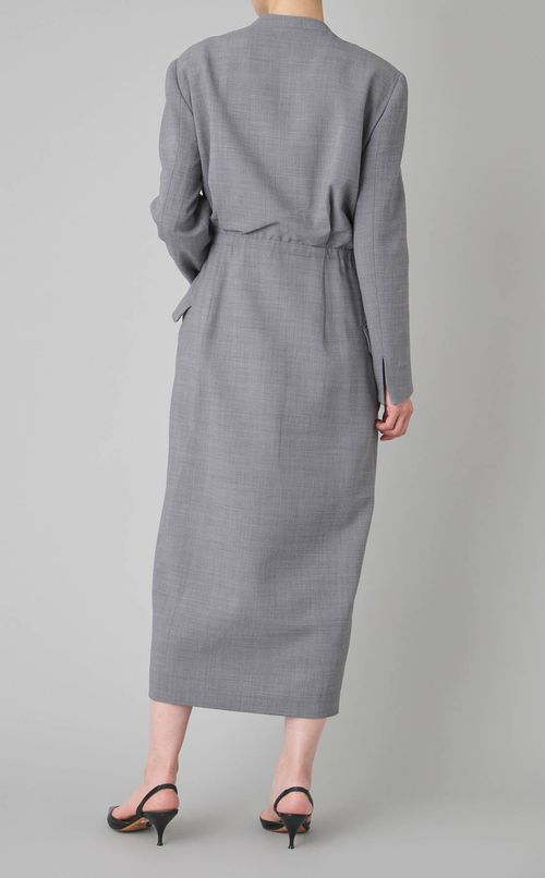 Vネックカシュクールロングワンピース