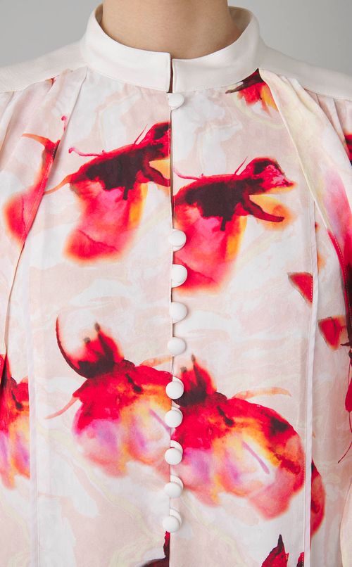 マーブルフラワープリントケープドレス