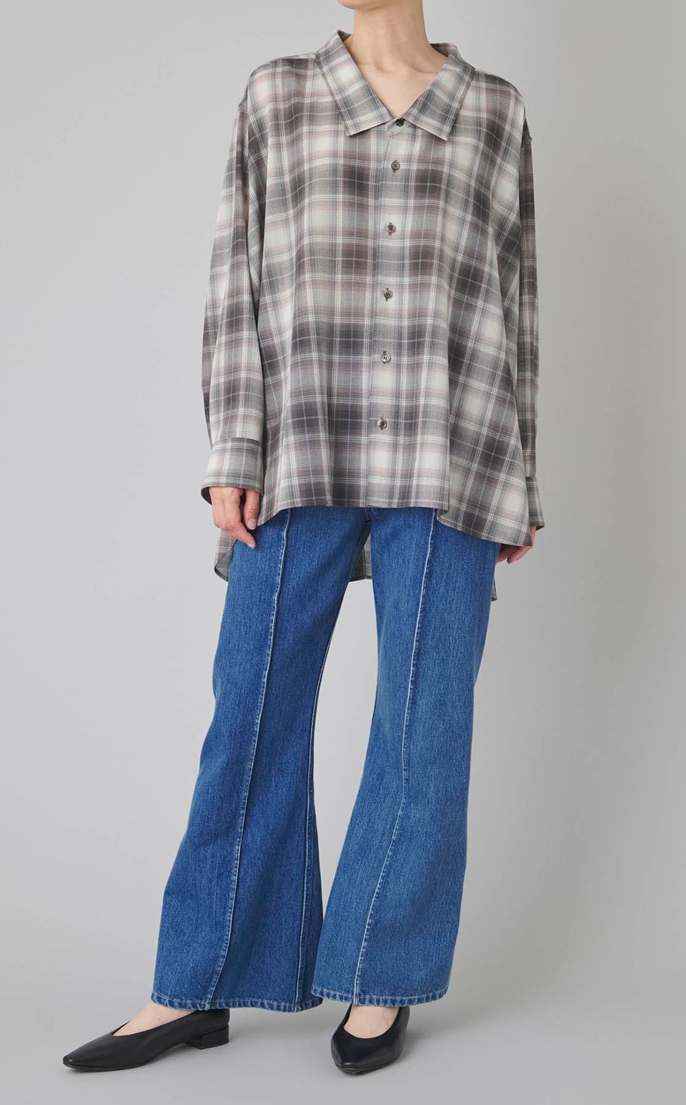 オープンネック2way スカートシャツ