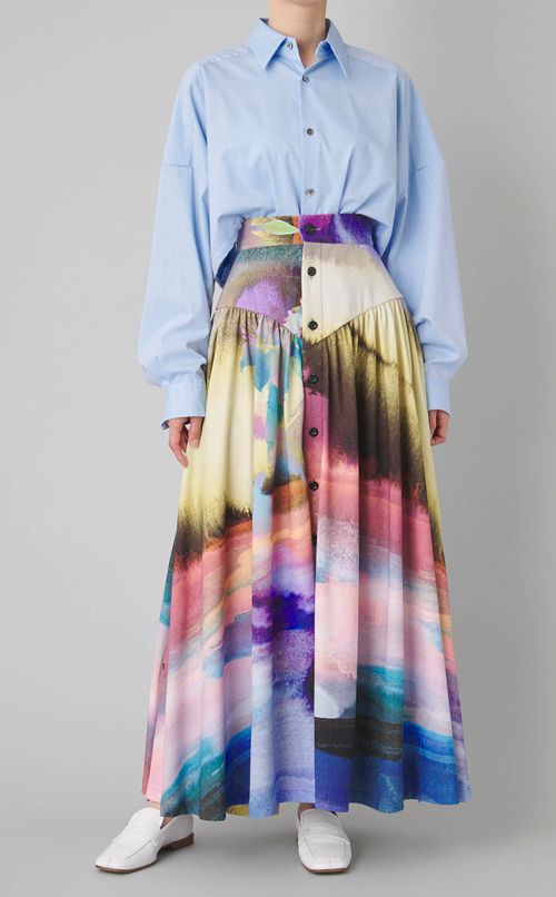 ランドスケーププリントギャザースカート