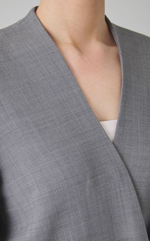 Vネックカシュクールロングワンピース