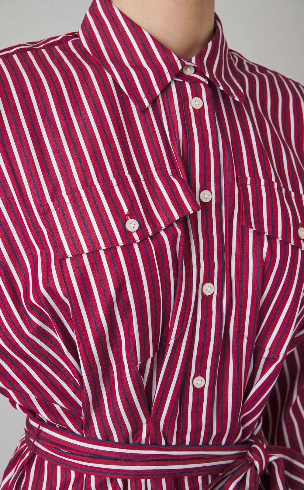 ストライプフレアシャツワンピース