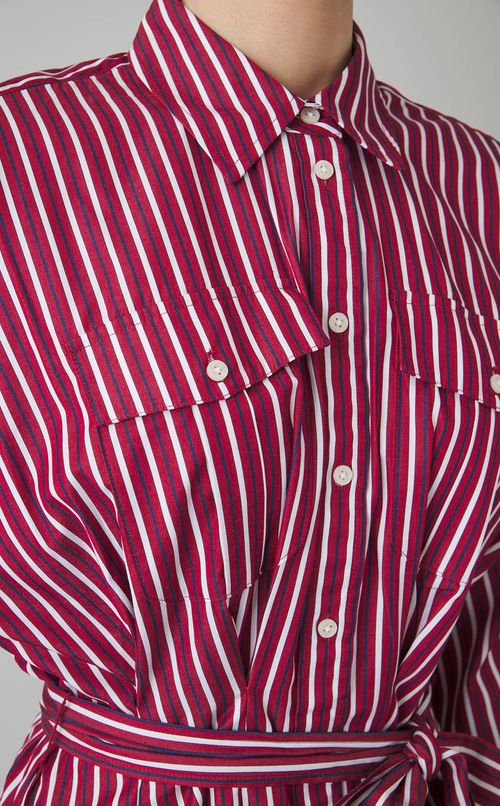 ストライプフレアシャツワンピース