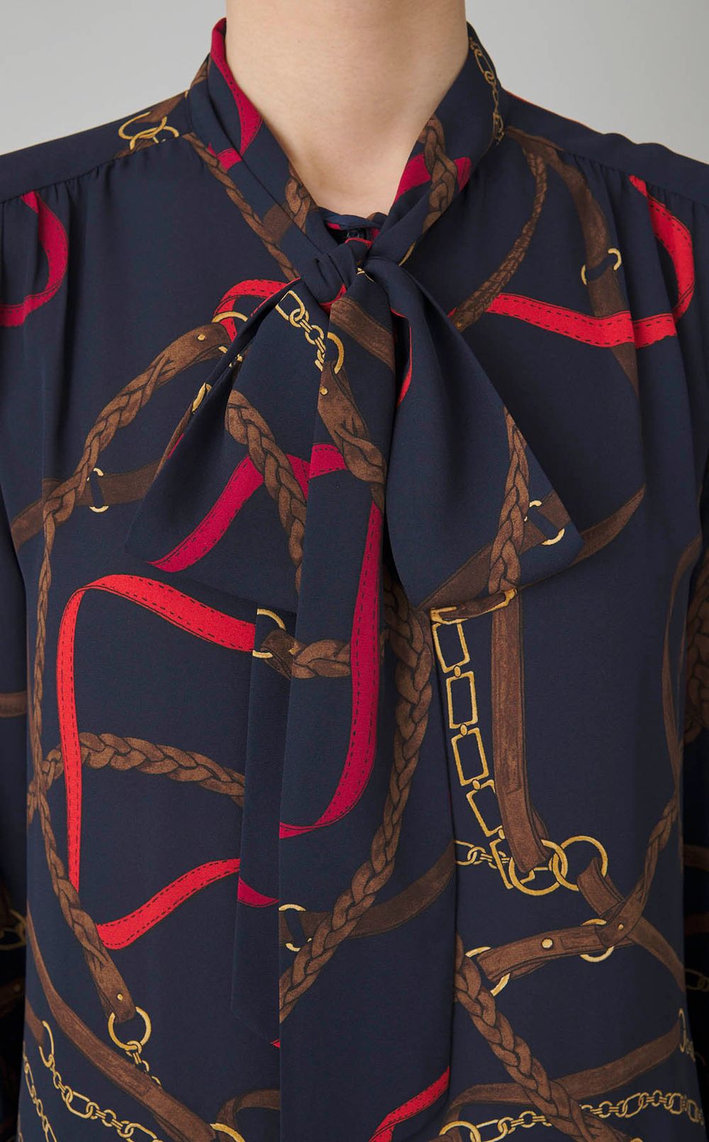 ボウタイスカーフプリントワンピース