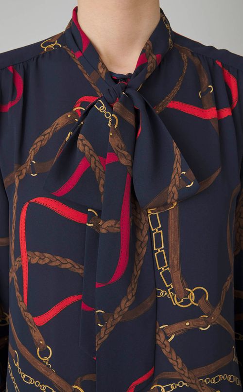 ボウタイスカーフプリントワンピース