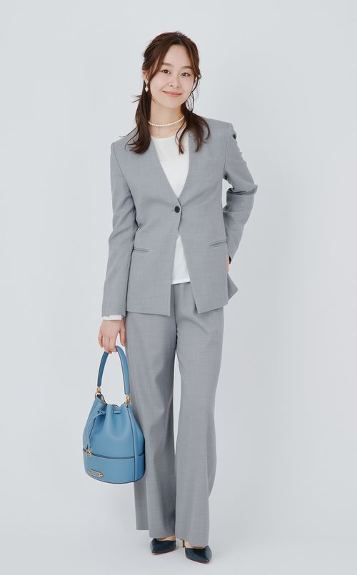 ノーカラー1ボタンジャケット