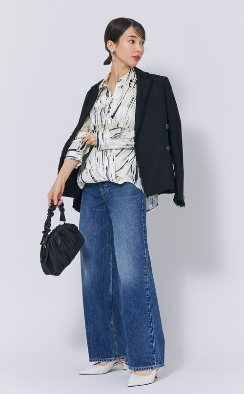 プリントフロントドレープシャツ