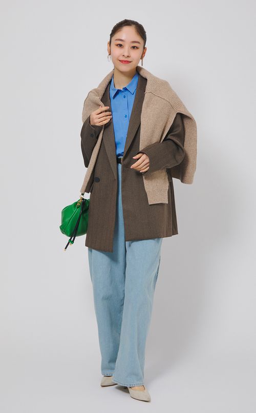 アーガイルエンブロイダリーブラウス