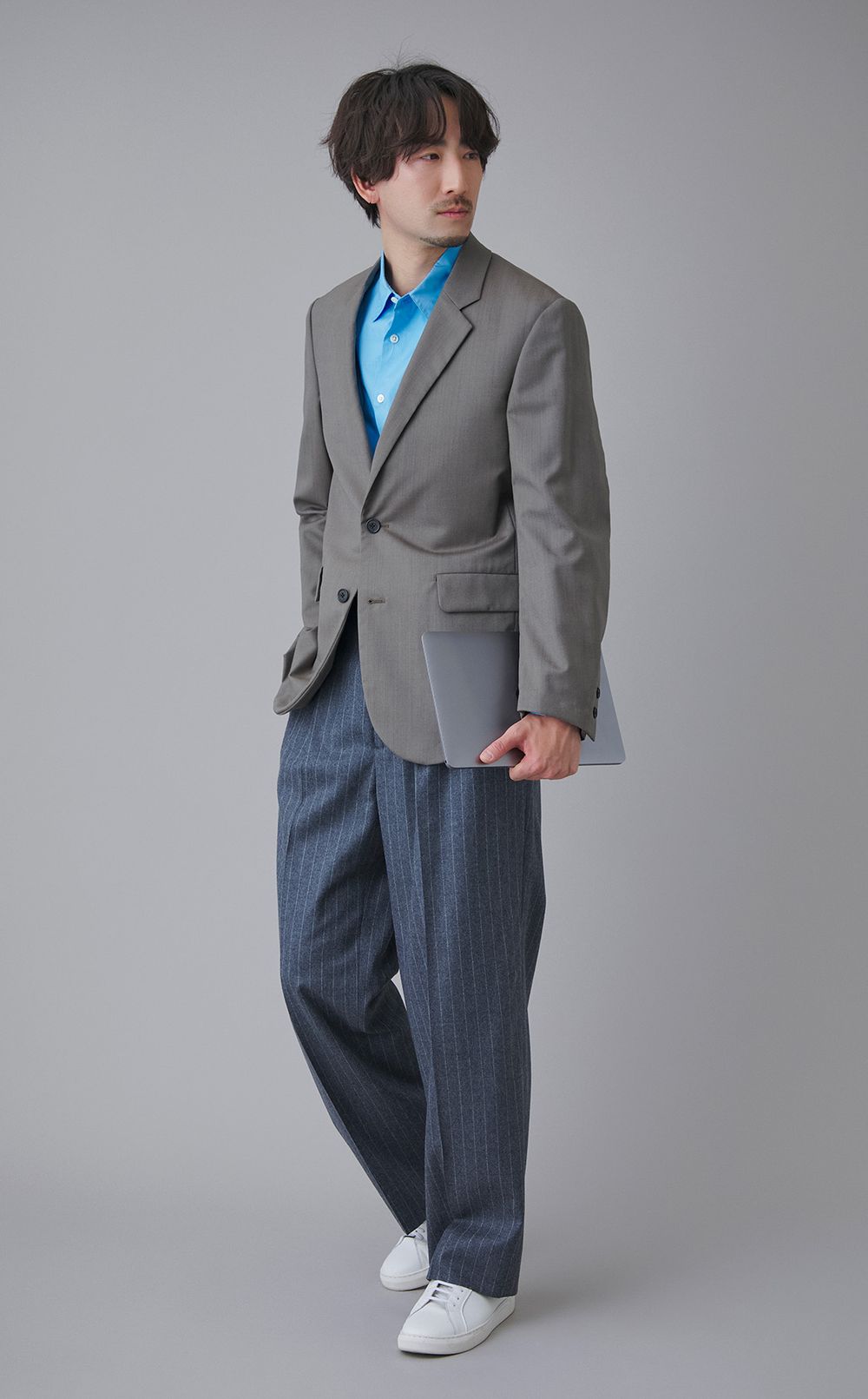 ウールストライプ2タックトラウザー